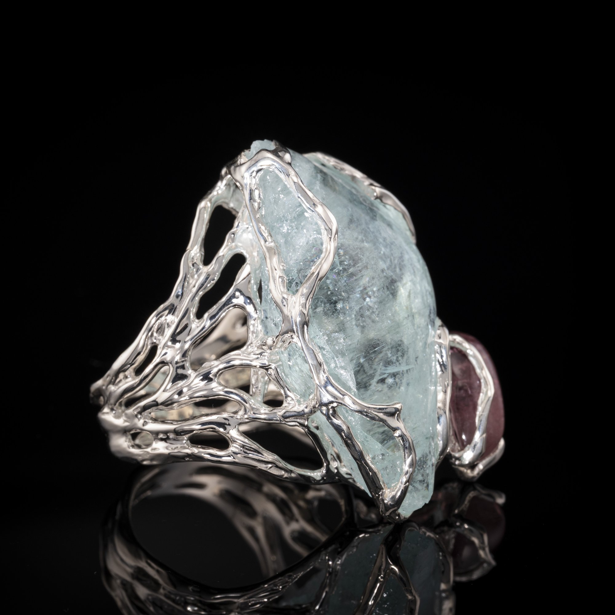 Каблучка з аквамарином та рубелітом - зображення 2