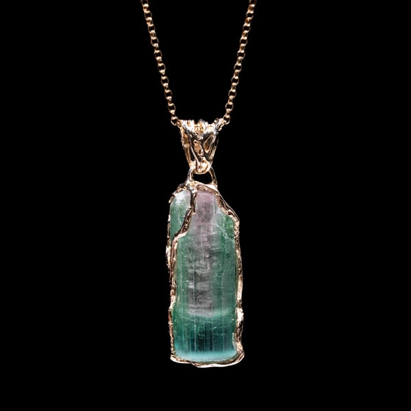 Gold Pendant with Tourmaline