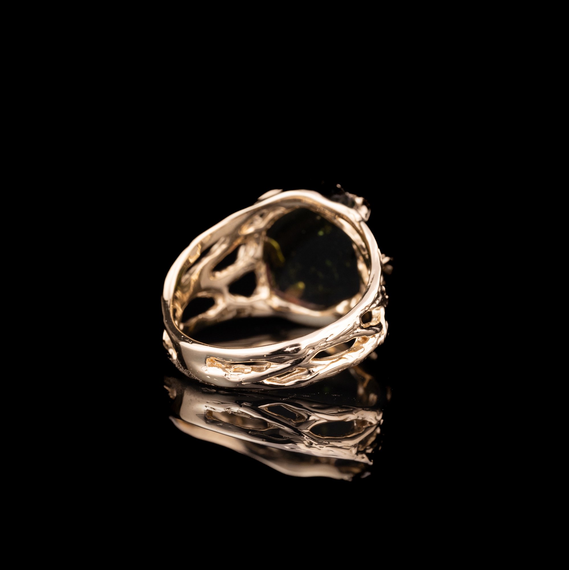 Каблучка з жовтого золота з кавуновим турмаліном - зображення 6