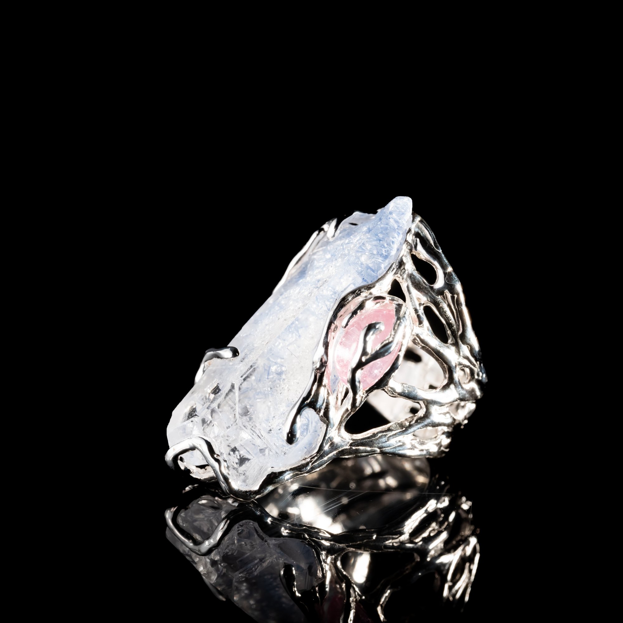 Каблучка з кварцом з включенням дюмортьєриту та турмаліном - зображення 2