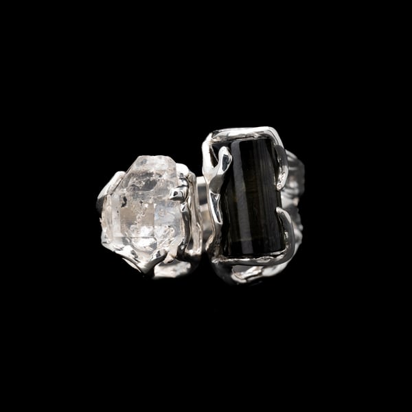 Ring with Quartz and Verdelite
