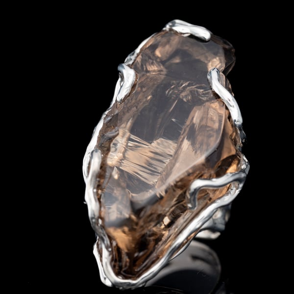 Каблучка з димчастим кварцом