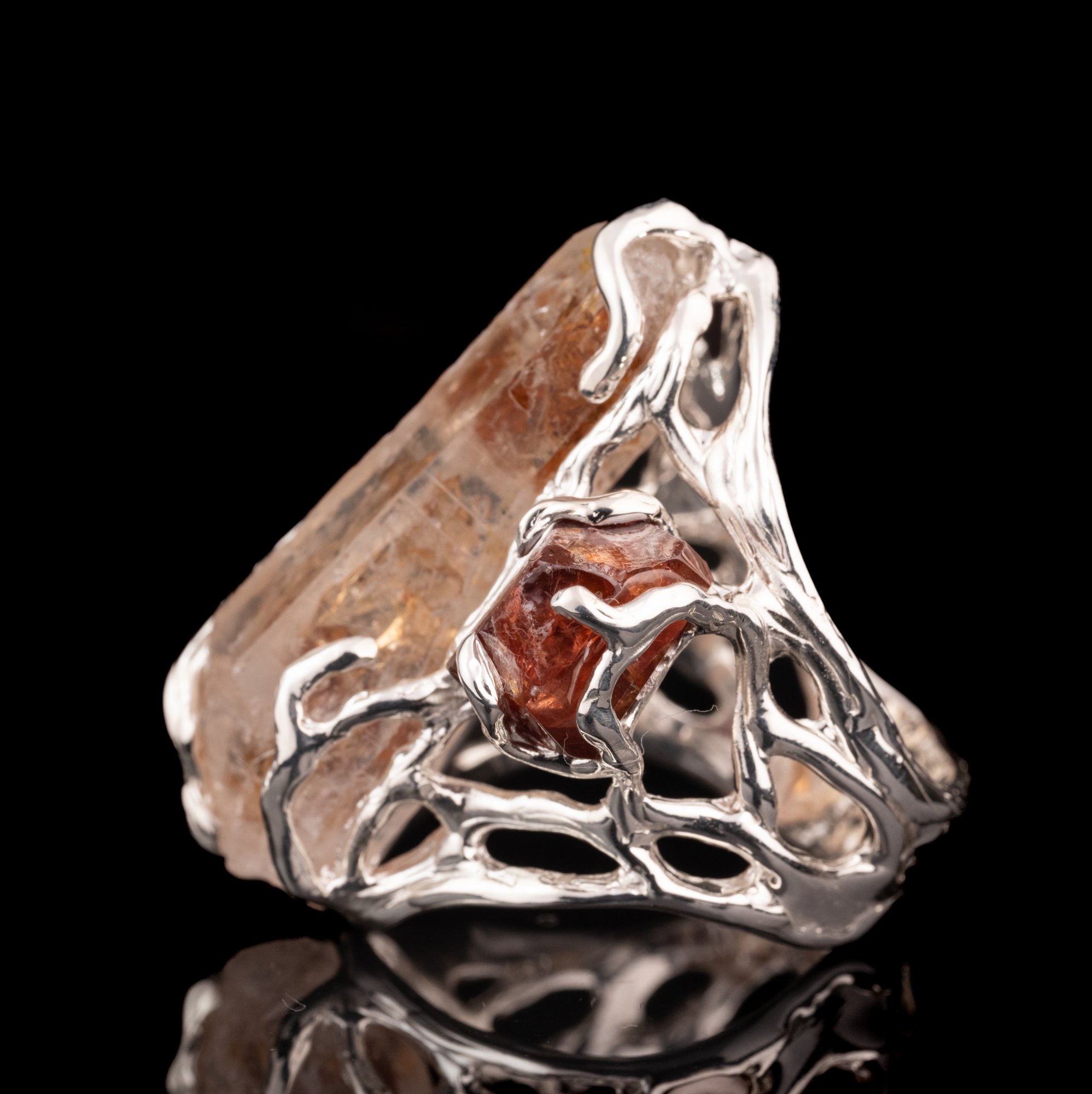 Каблучка з нафтовим кварцом та цирконом - зображення 2