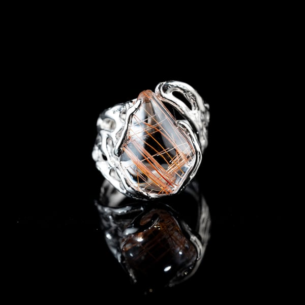 Каблучка з рутилованим кварцом