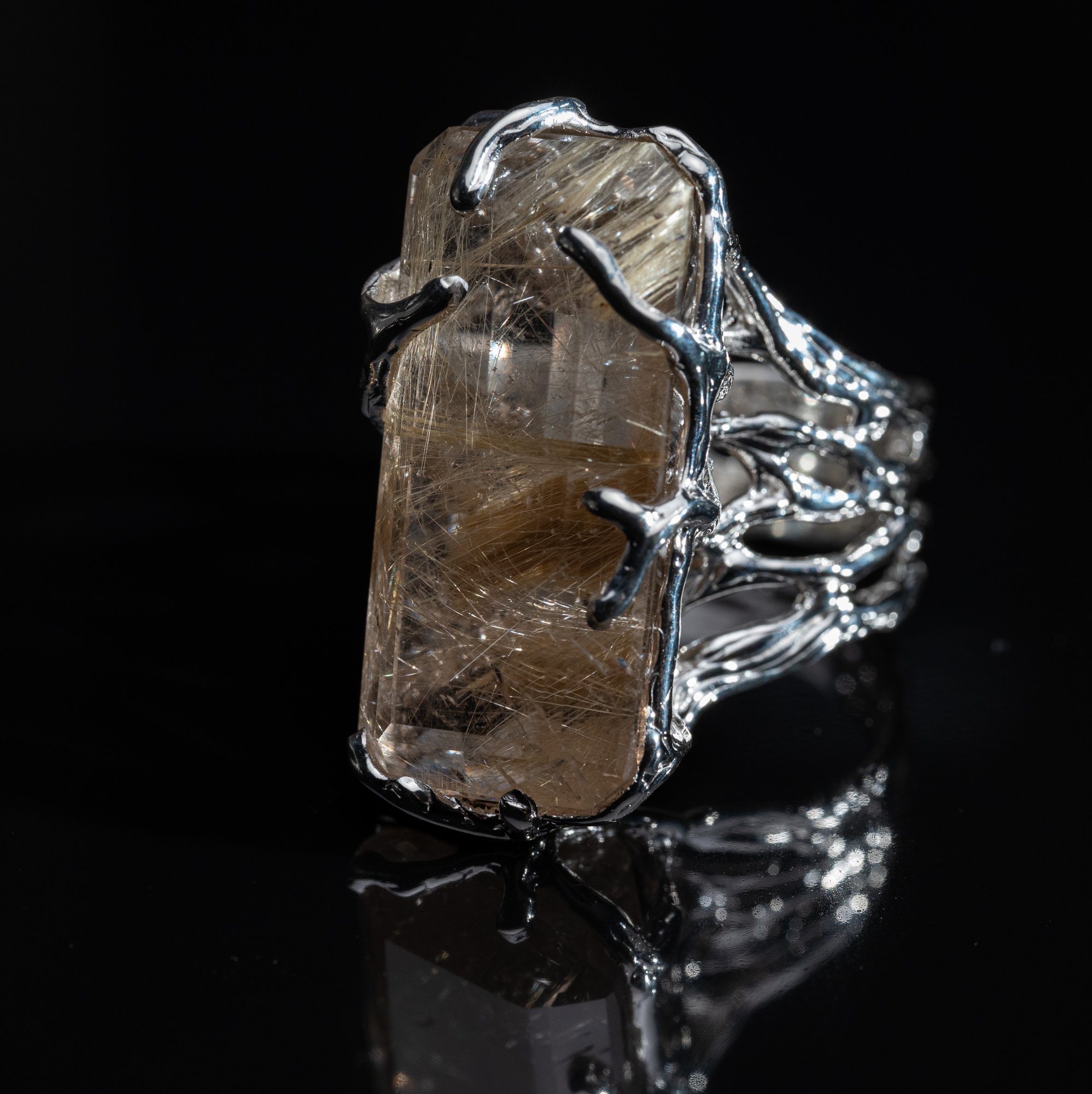 Каблучка з рутиловим кварцом