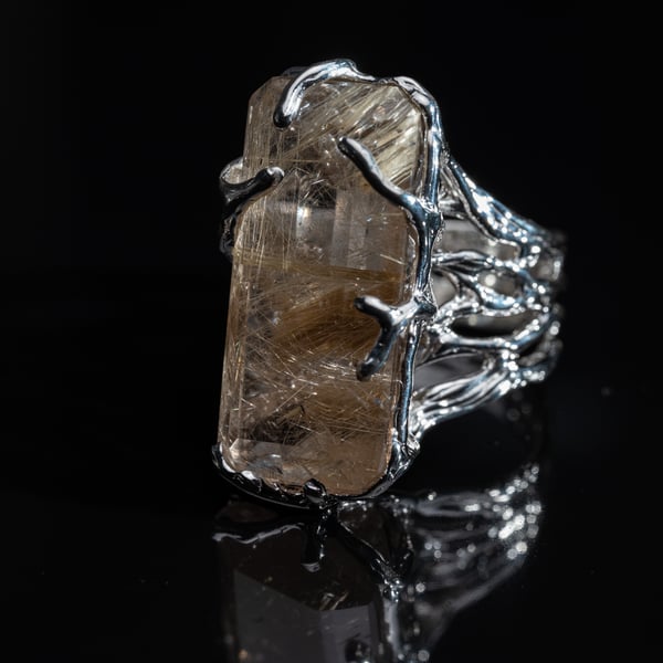 Каблучка з рутиловим кварцом