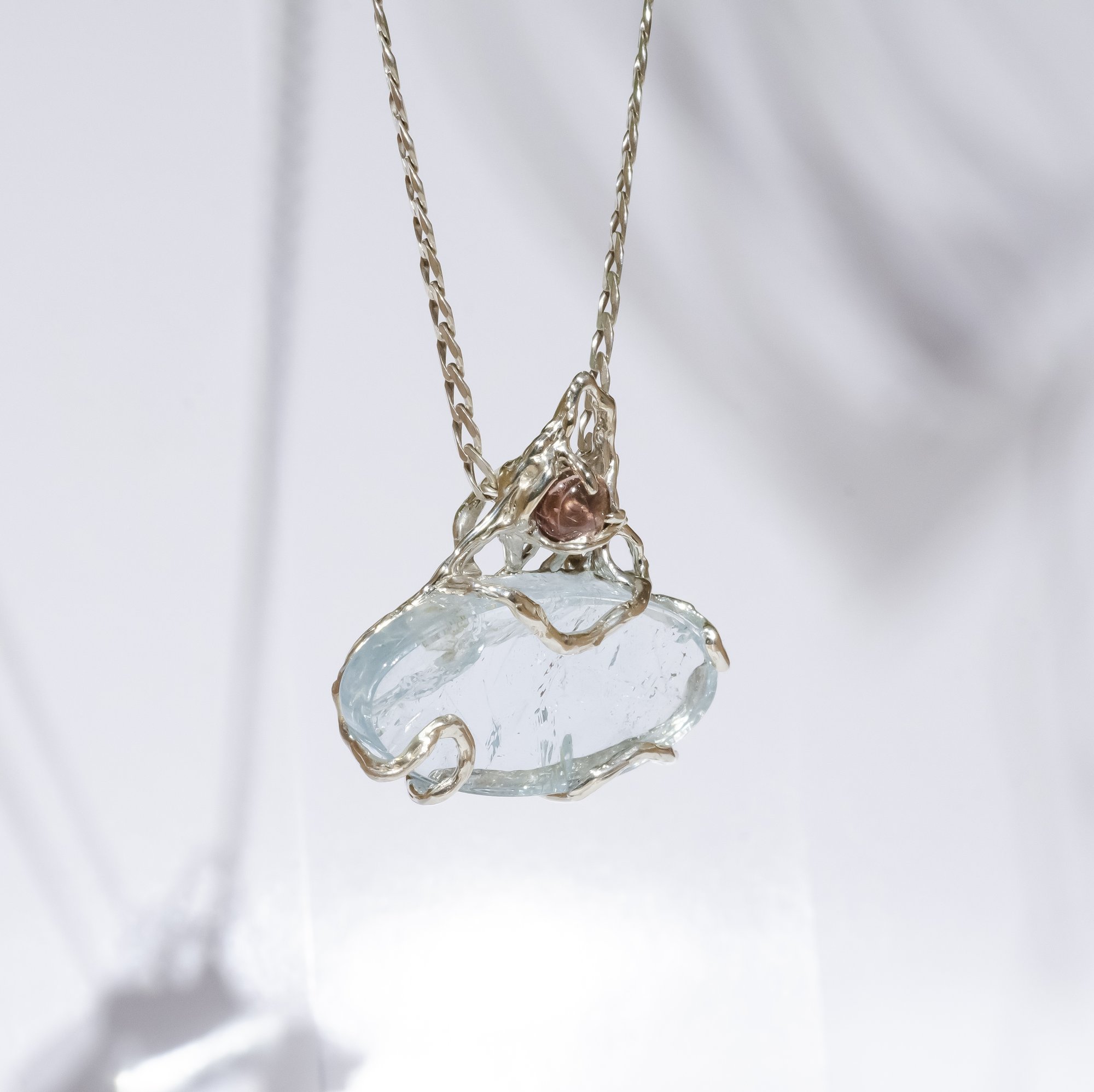 Кулон з блакитним топазом та турмаліном - зображення 2