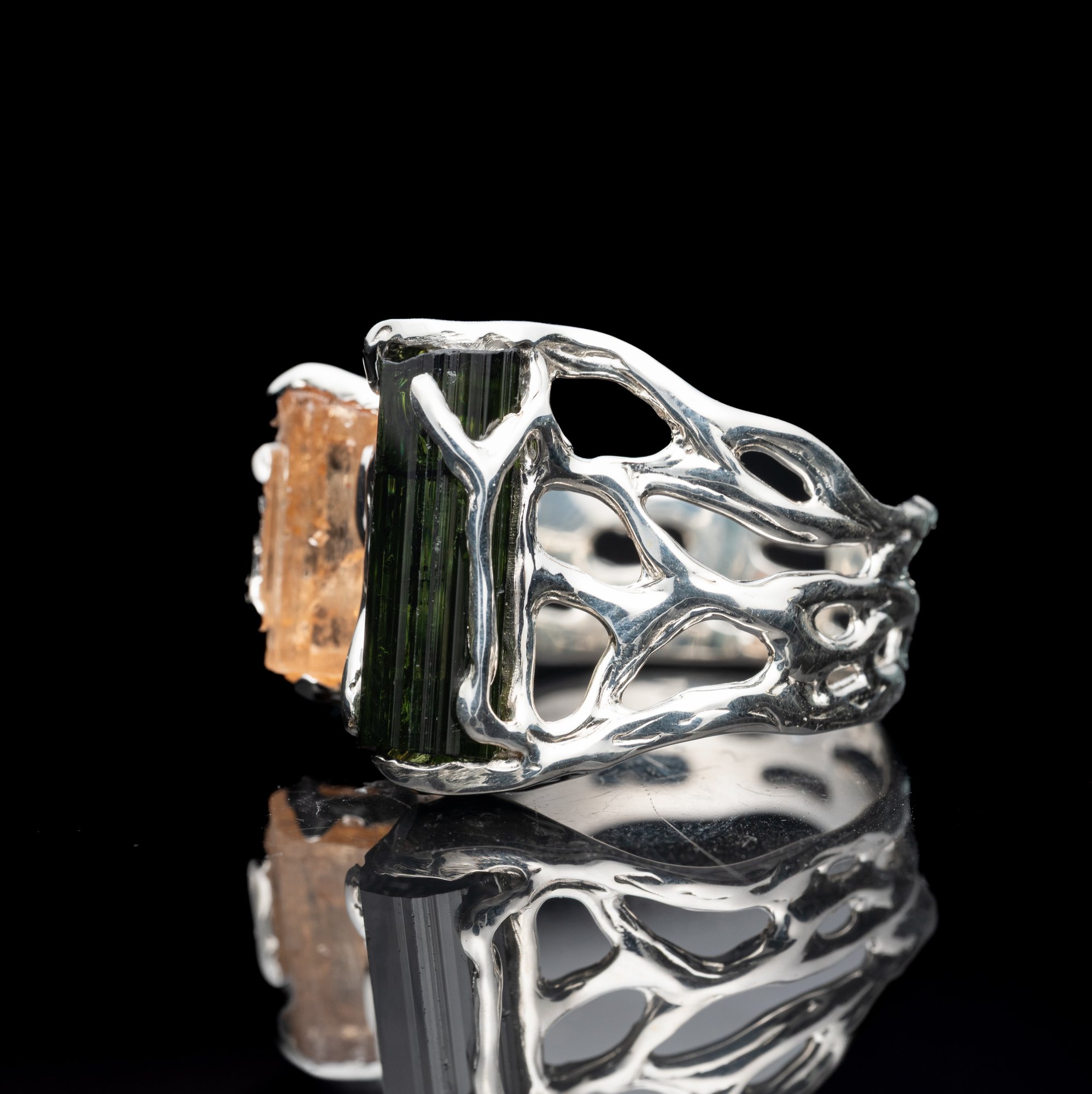 Каблучка з імперіал топазом та турмаліном - зображення 3