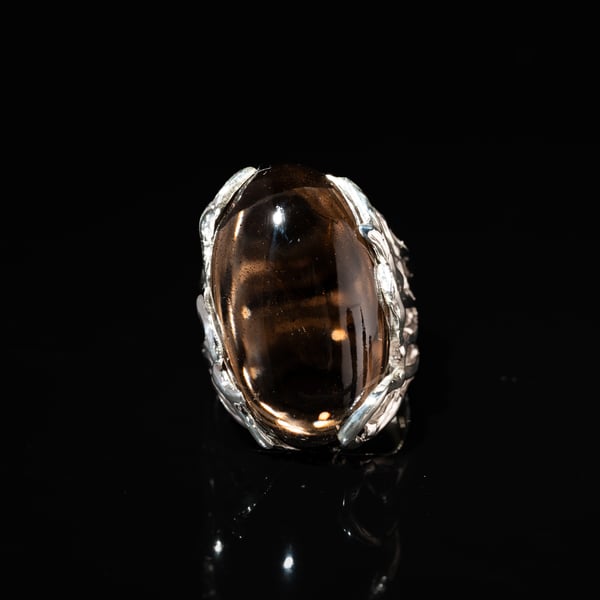 Каблучка з димчастим кварцом