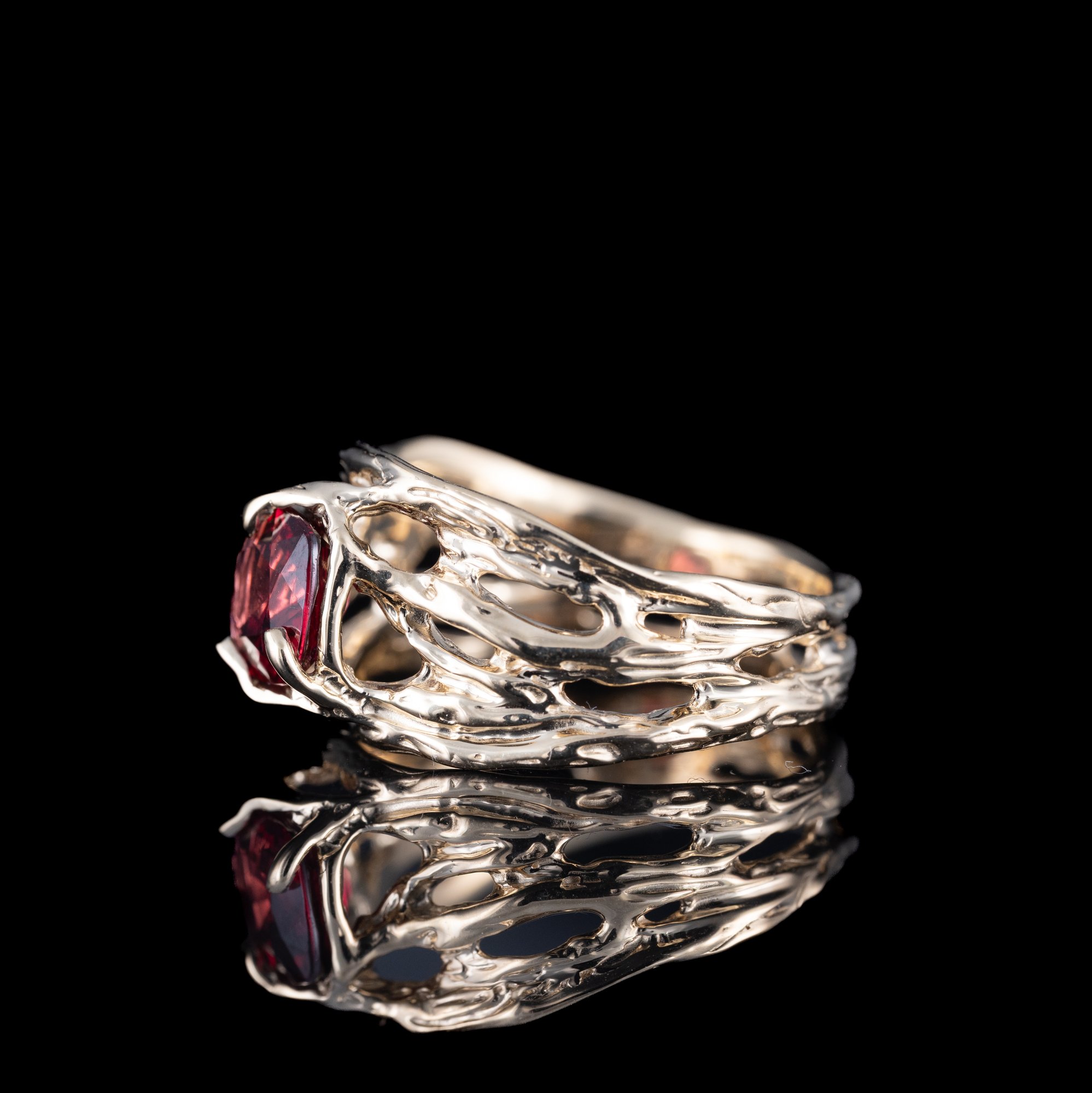 Золота каблучка з родолітом - зображення 5