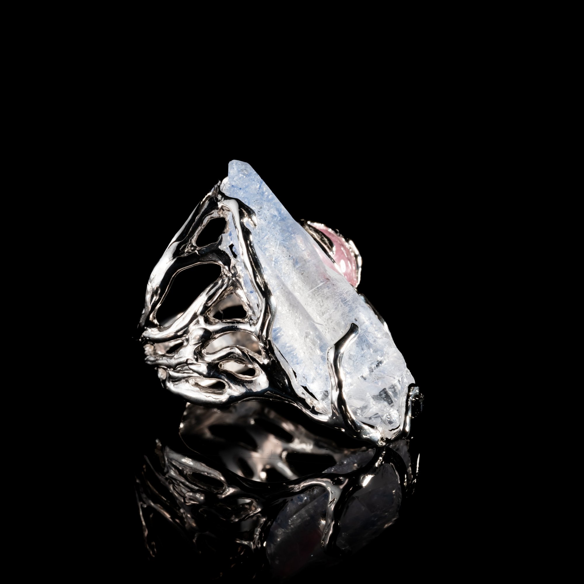 Каблучка з кварцом з включенням дюмортьєриту та турмаліном - зображення 3