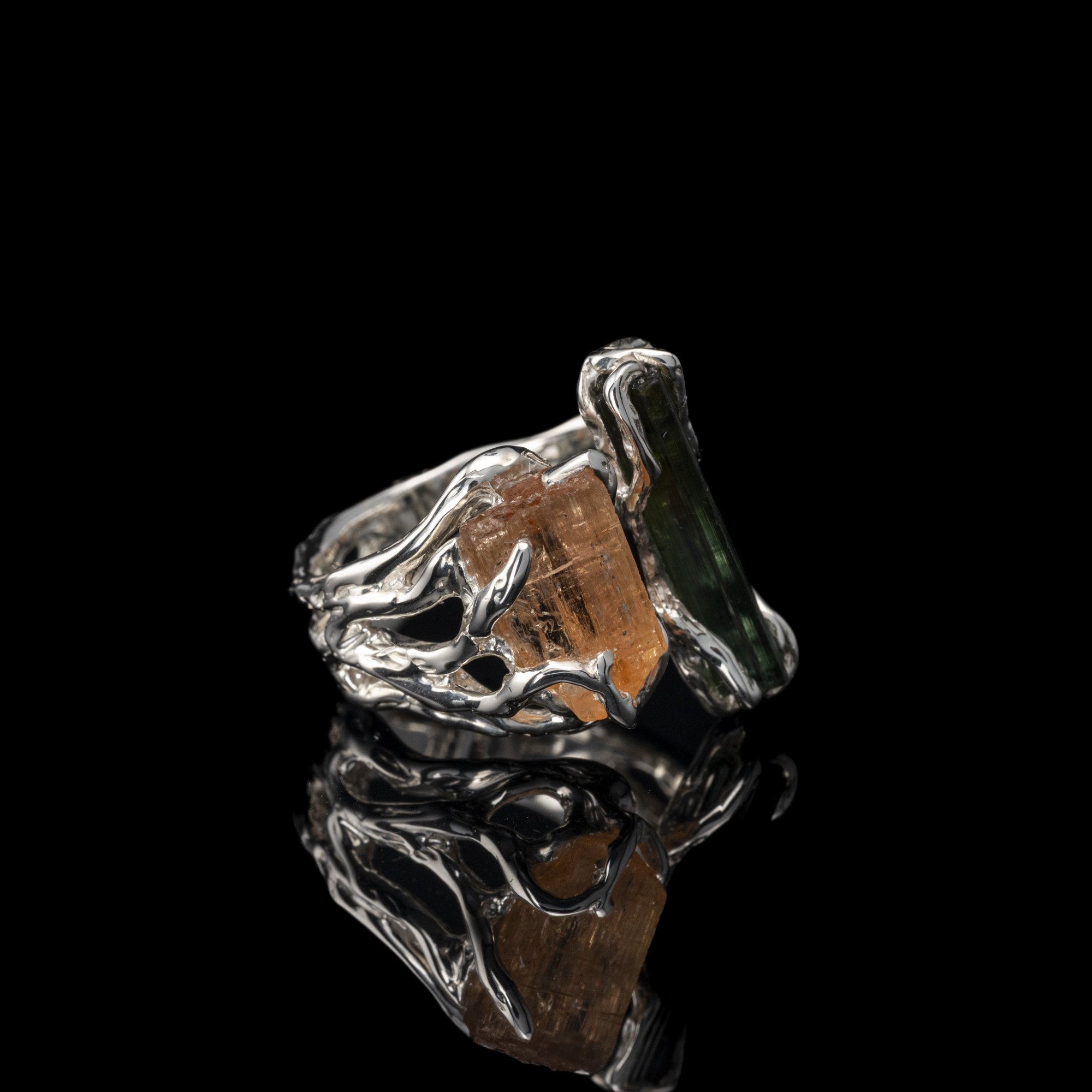 Каблучка з топазом імперіалом та турмаліном - зображення 3