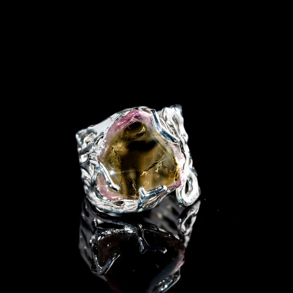 Каблучка з кавуновим турмаліном