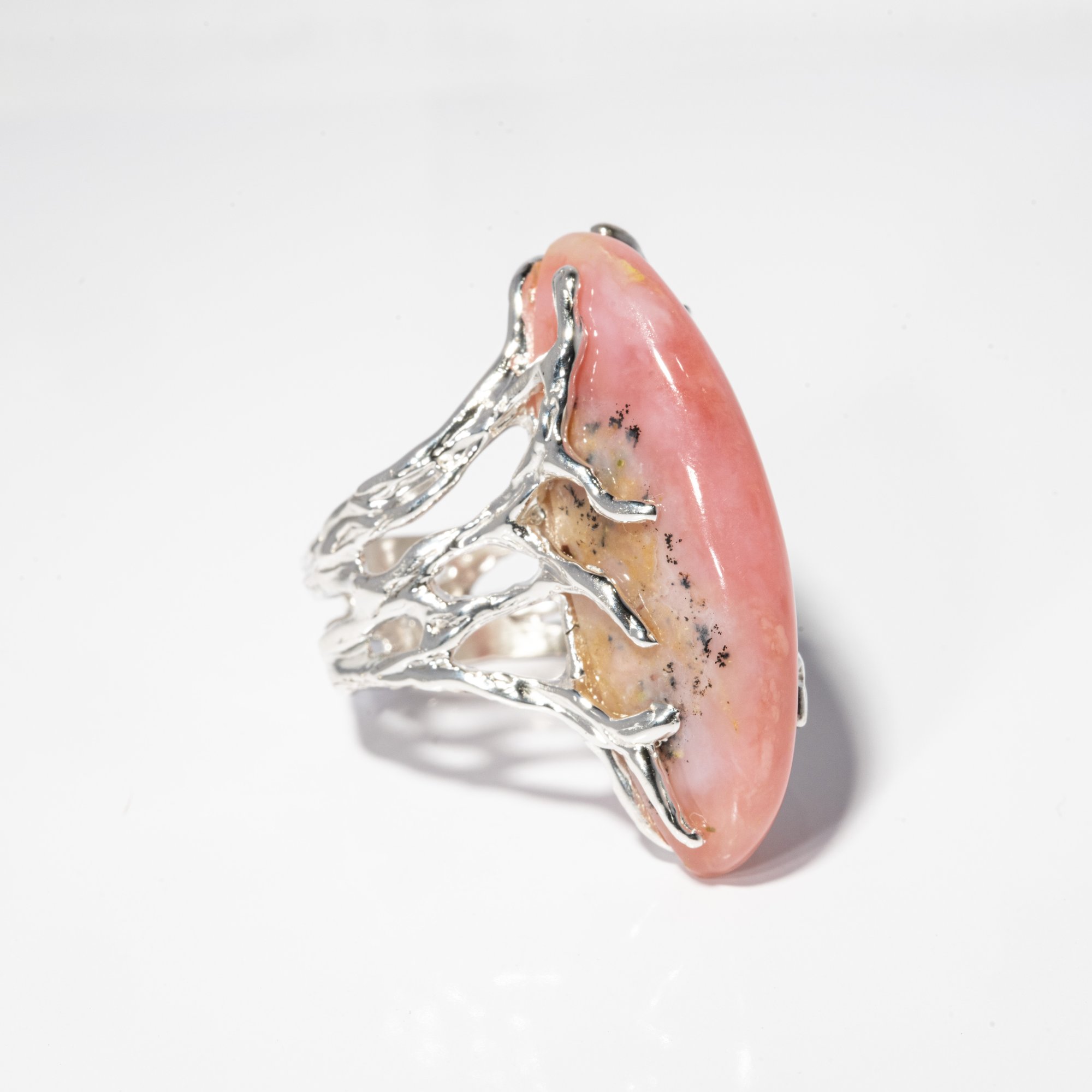 Каблучка з рожевим опалом - зображення 3