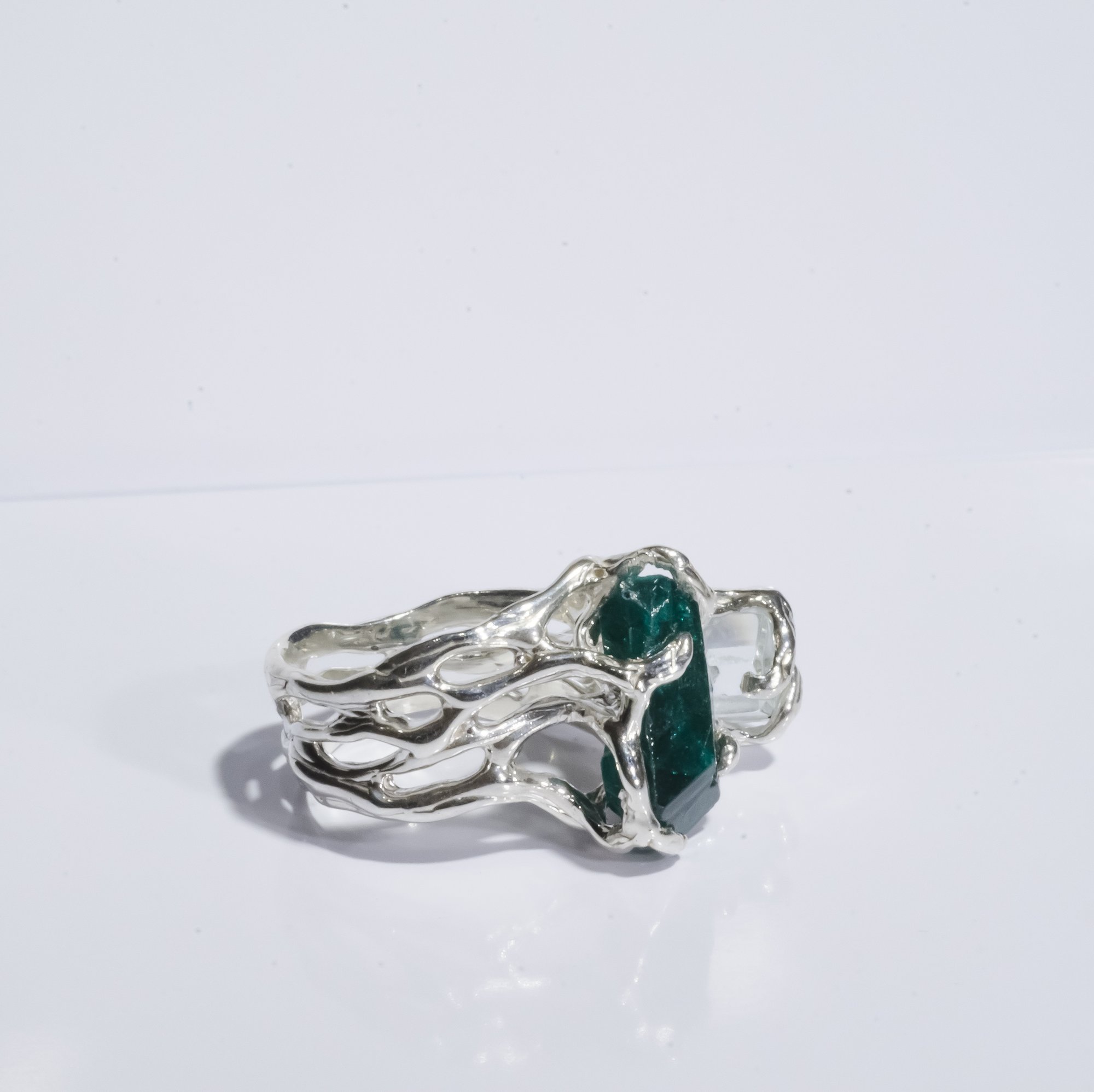 Каблучка з діоптазом та аквамарином - зображення 3