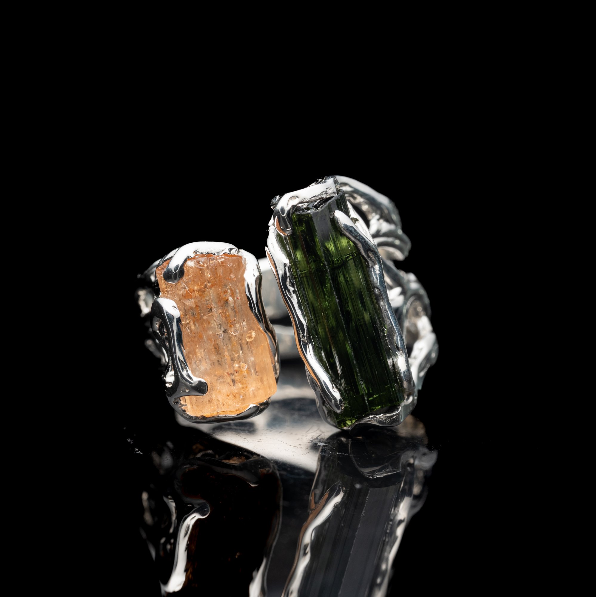 Каблучка з імперіал топазом та турмаліном - зображення 4