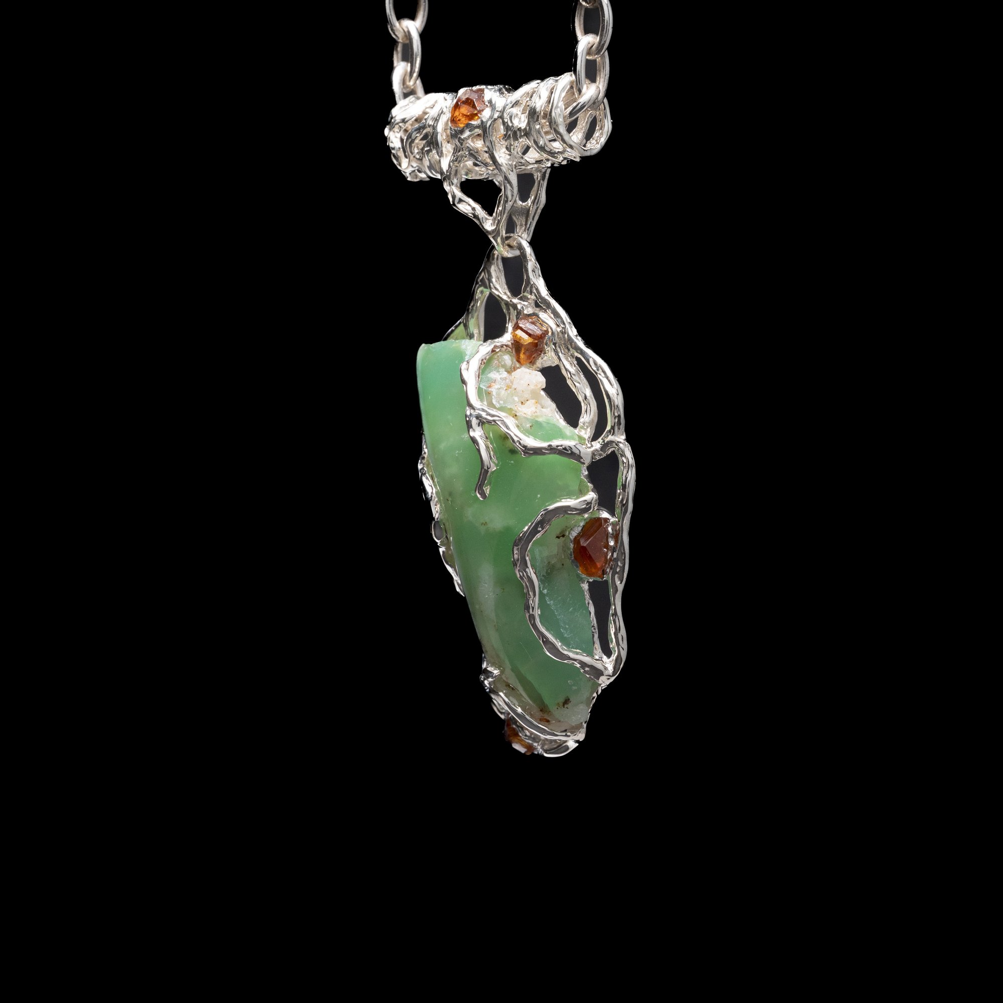 Кулон з хризопразом та спесартинами - зображення 2