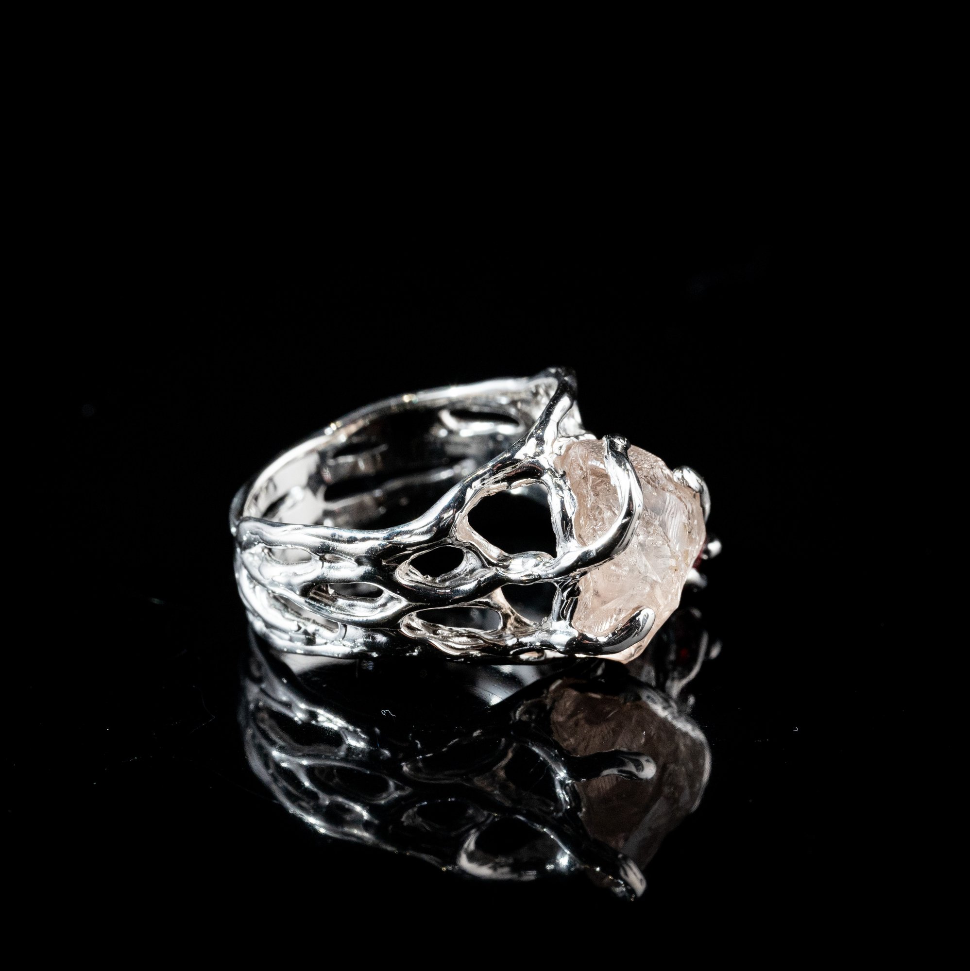 Каблучка з винним топазом та гранатом - зображення 3