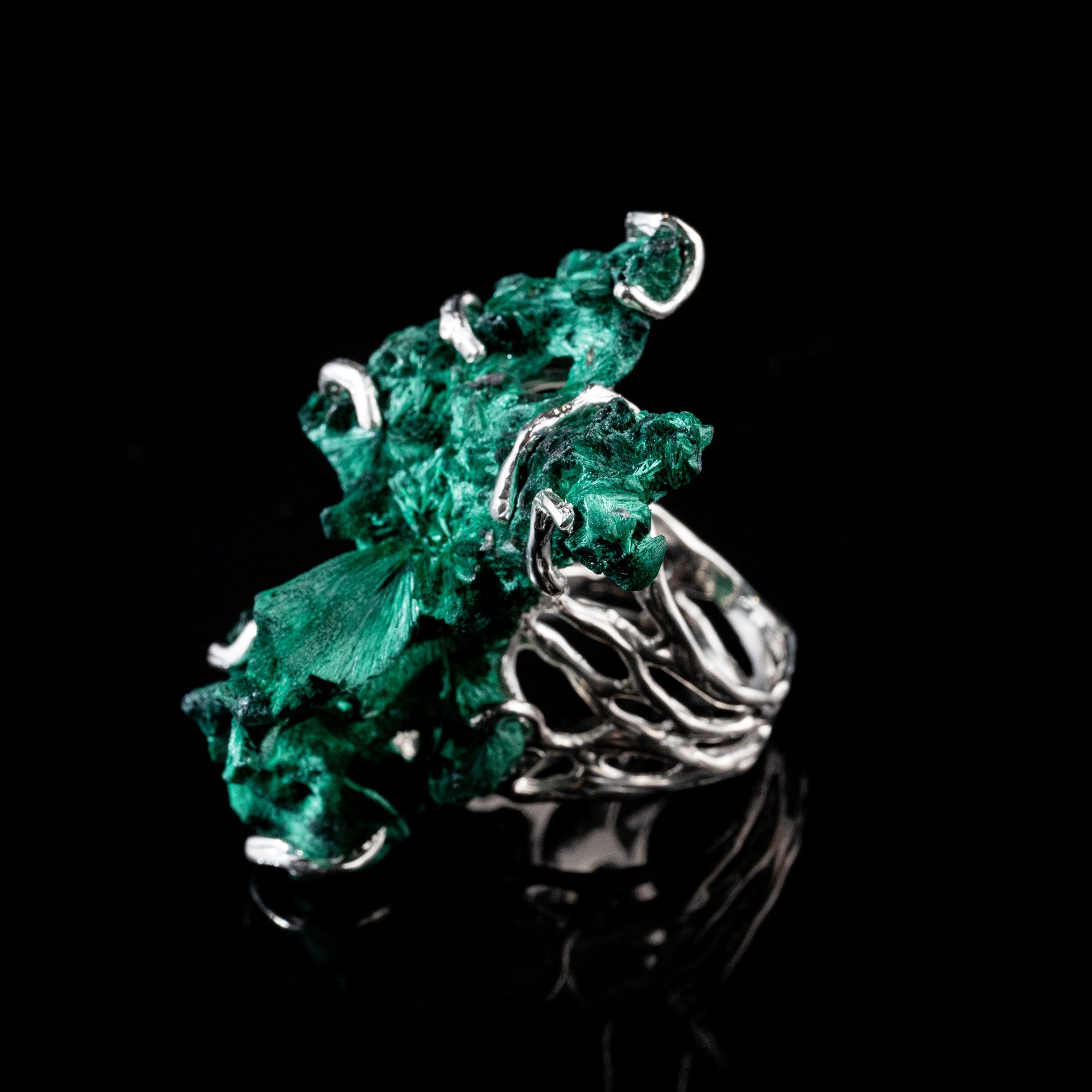 Каблучка з плісовим малахітом - зображення 2