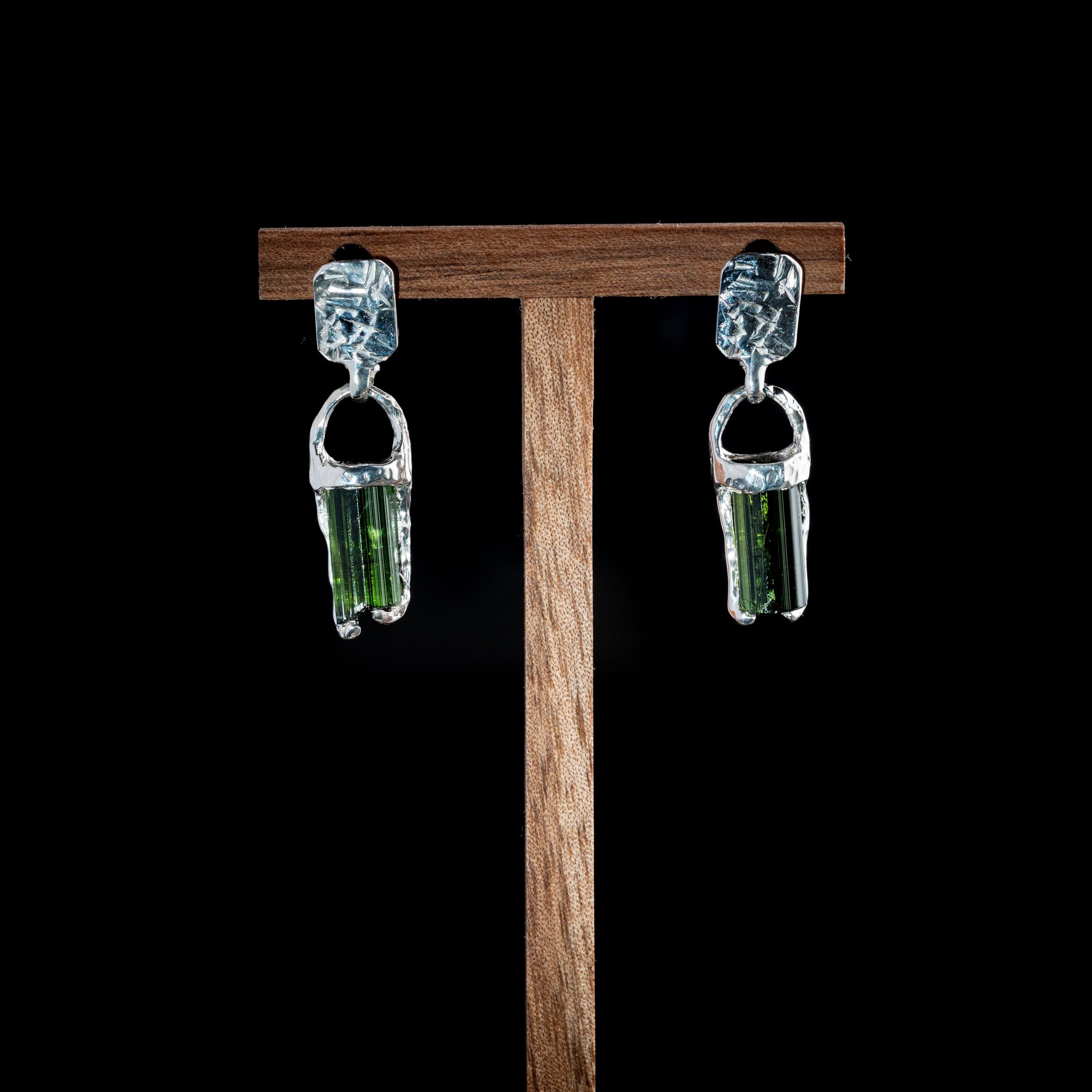 Сережки з турмалінами верделітами