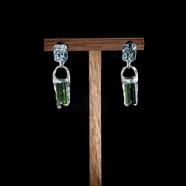 Сережки з турмалінами верделітами