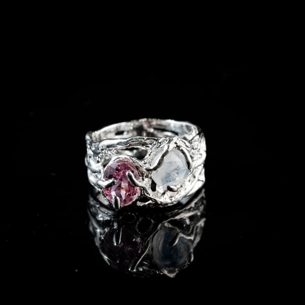Ring with Tourmaline and Moonstones