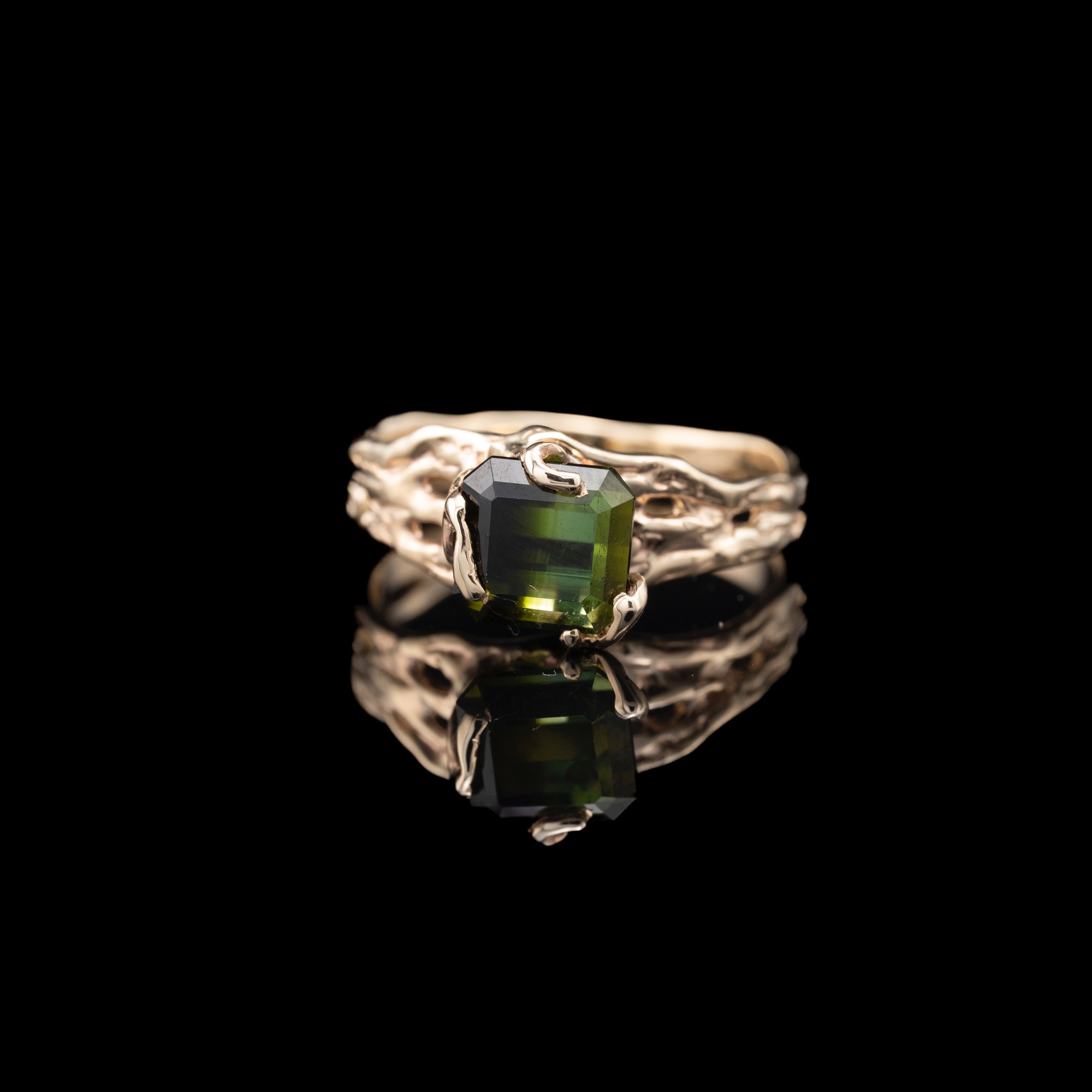 Золота каблучка з верделітом - зображення 2