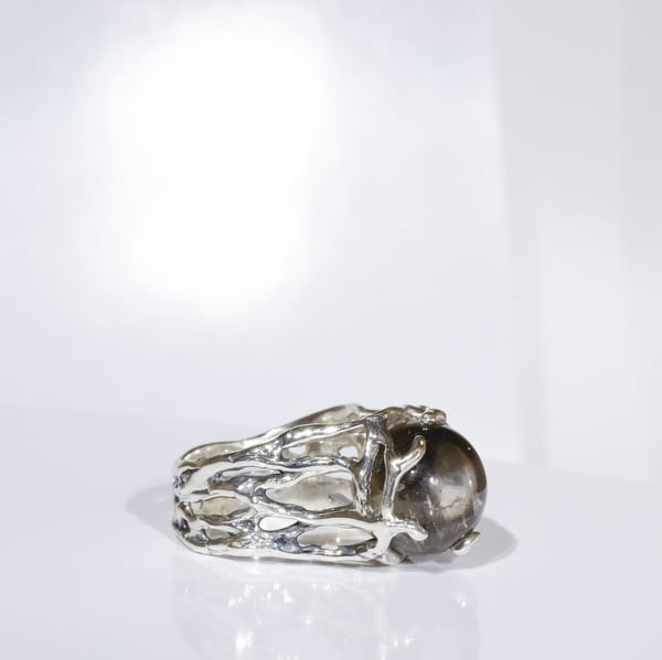 Каблучка з димчастим кварцом