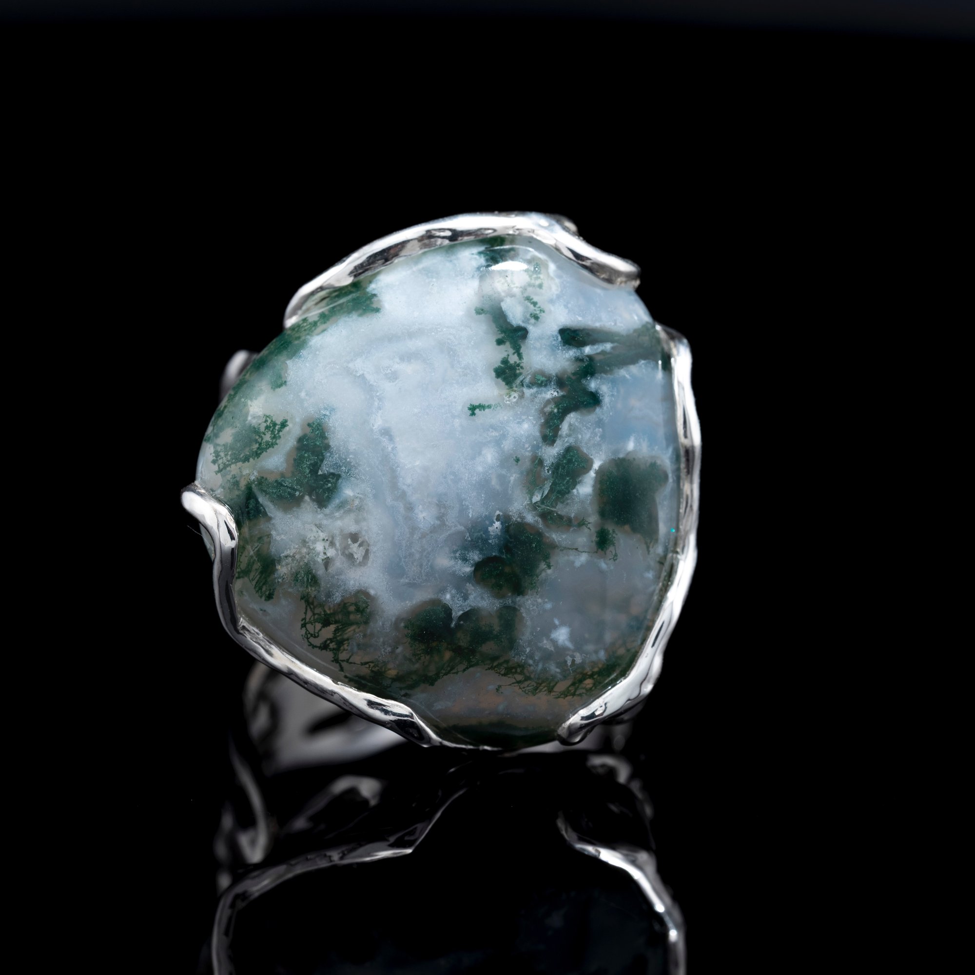 Каблучка з моховим агатом