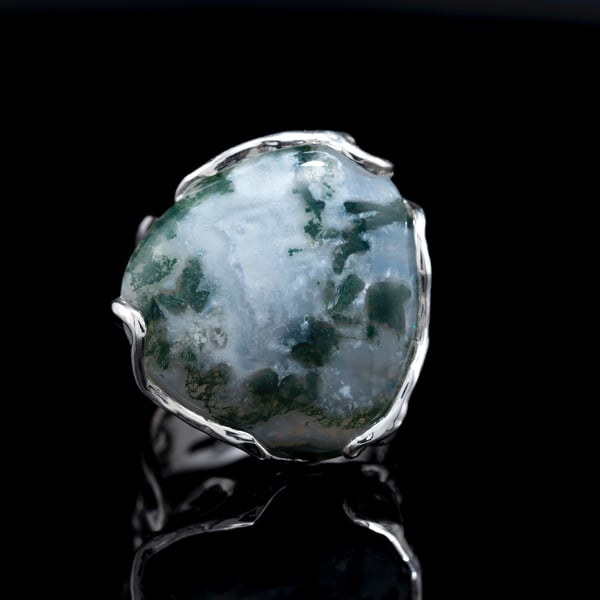 Каблучка з моховим агатом