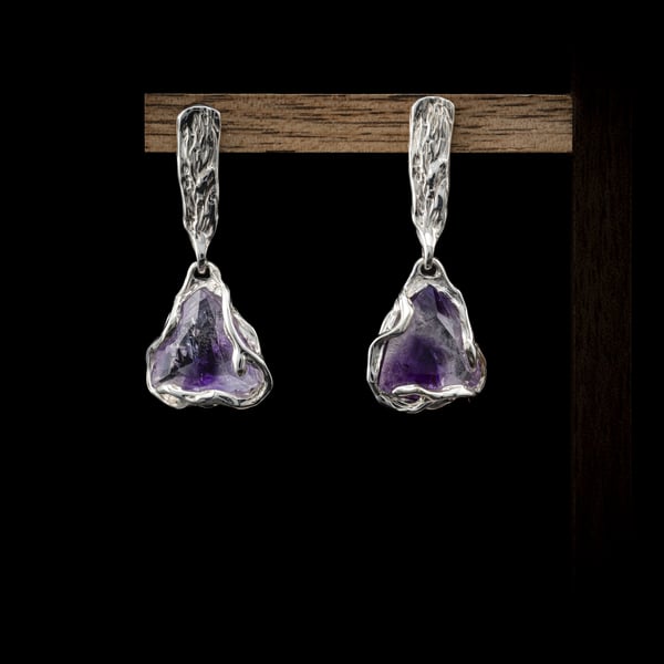 Сережки з поліхромним аметистом