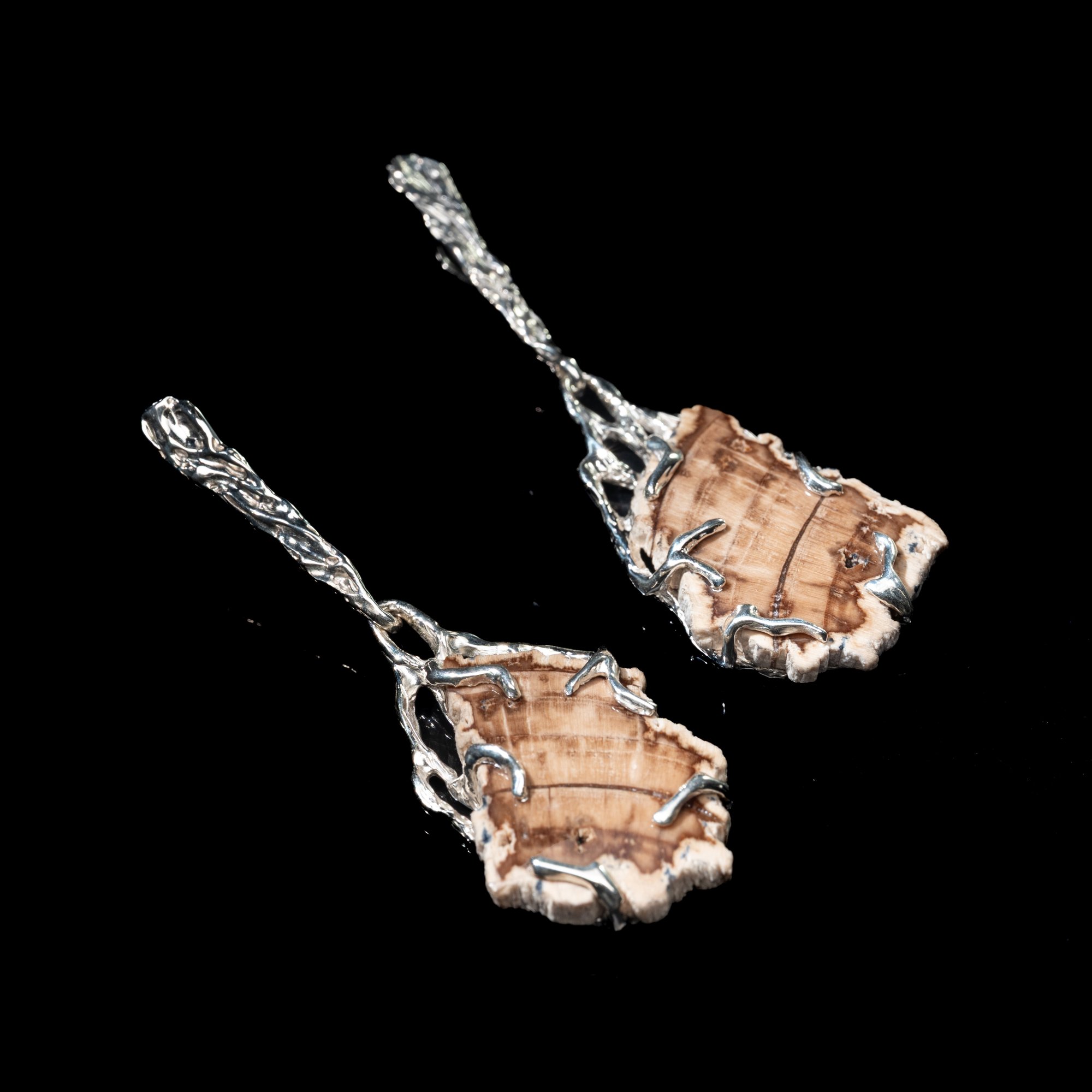 Сережки зі скамʼянілим деревом - зображення 2