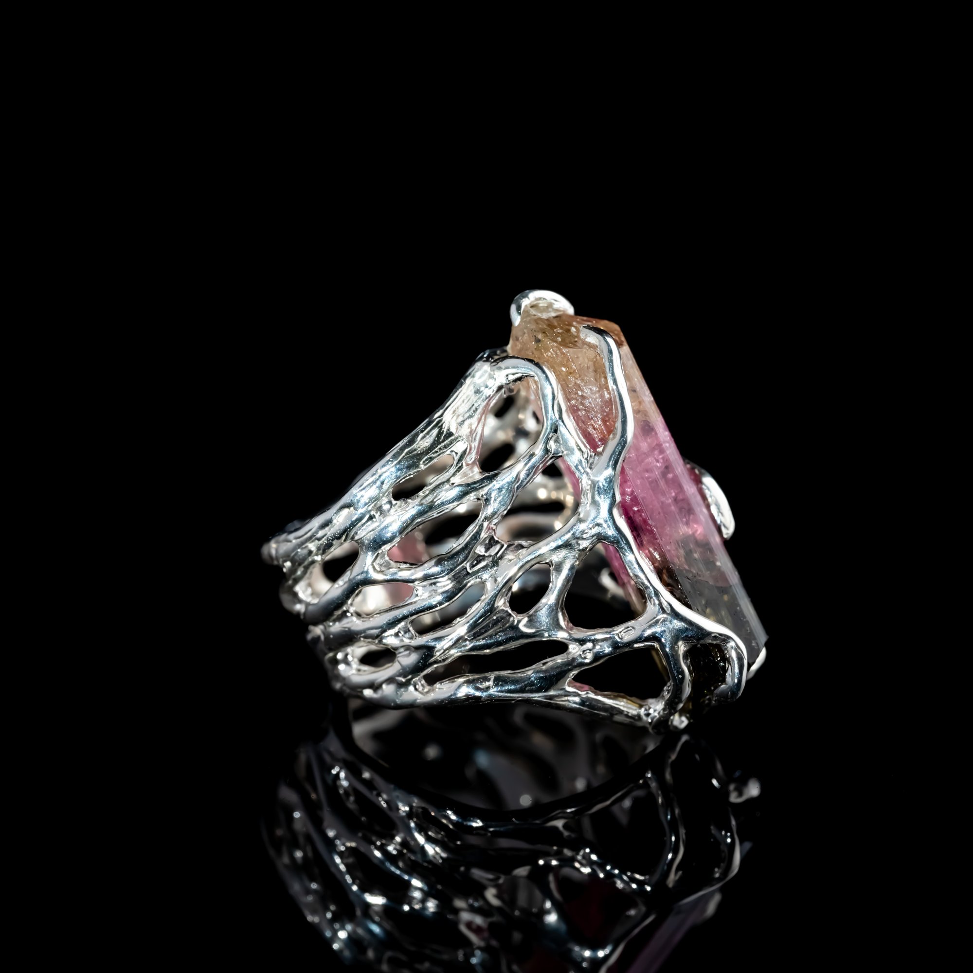 Каблучка з поліхромним турмаліном - зображення 3