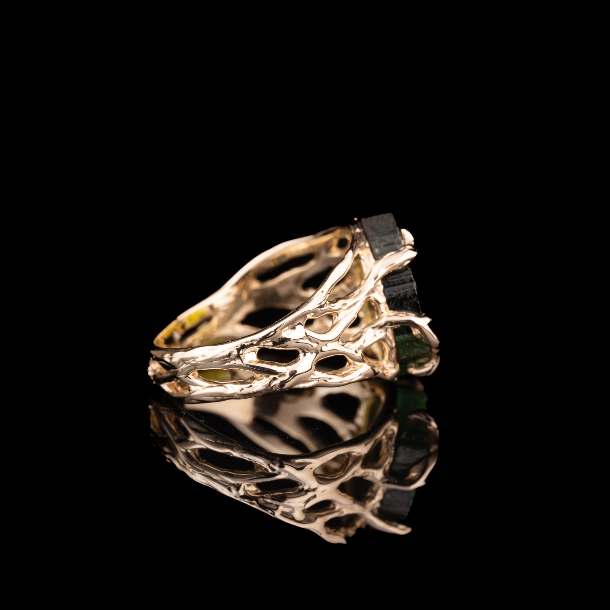 Каблучка з жовтого золота з кавуновим турмаліном - зображення 5