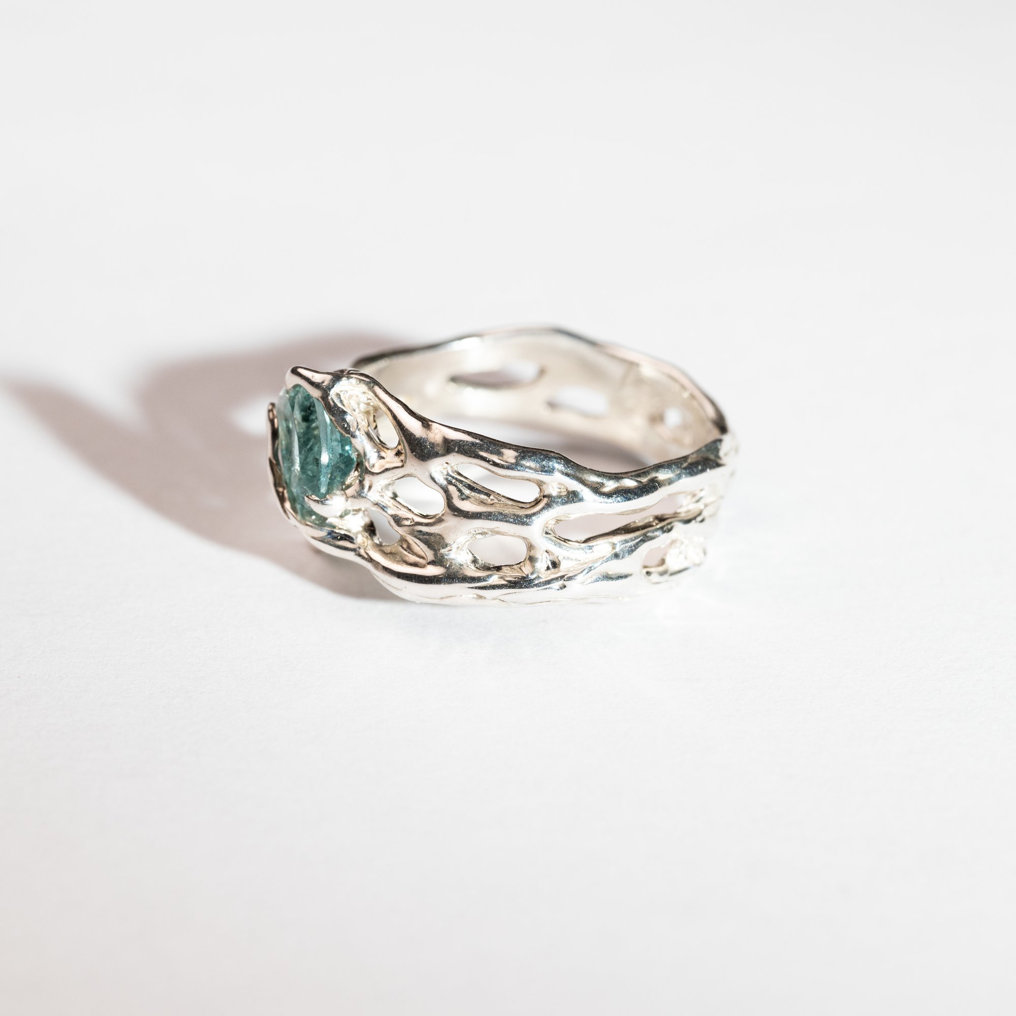 Каблучка з турмаліном кольором параїба - зображення 2