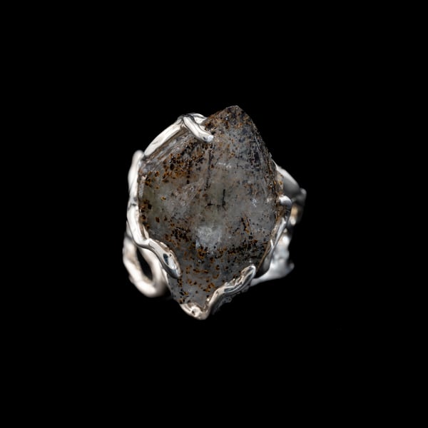 Каблучка з кварцом празем