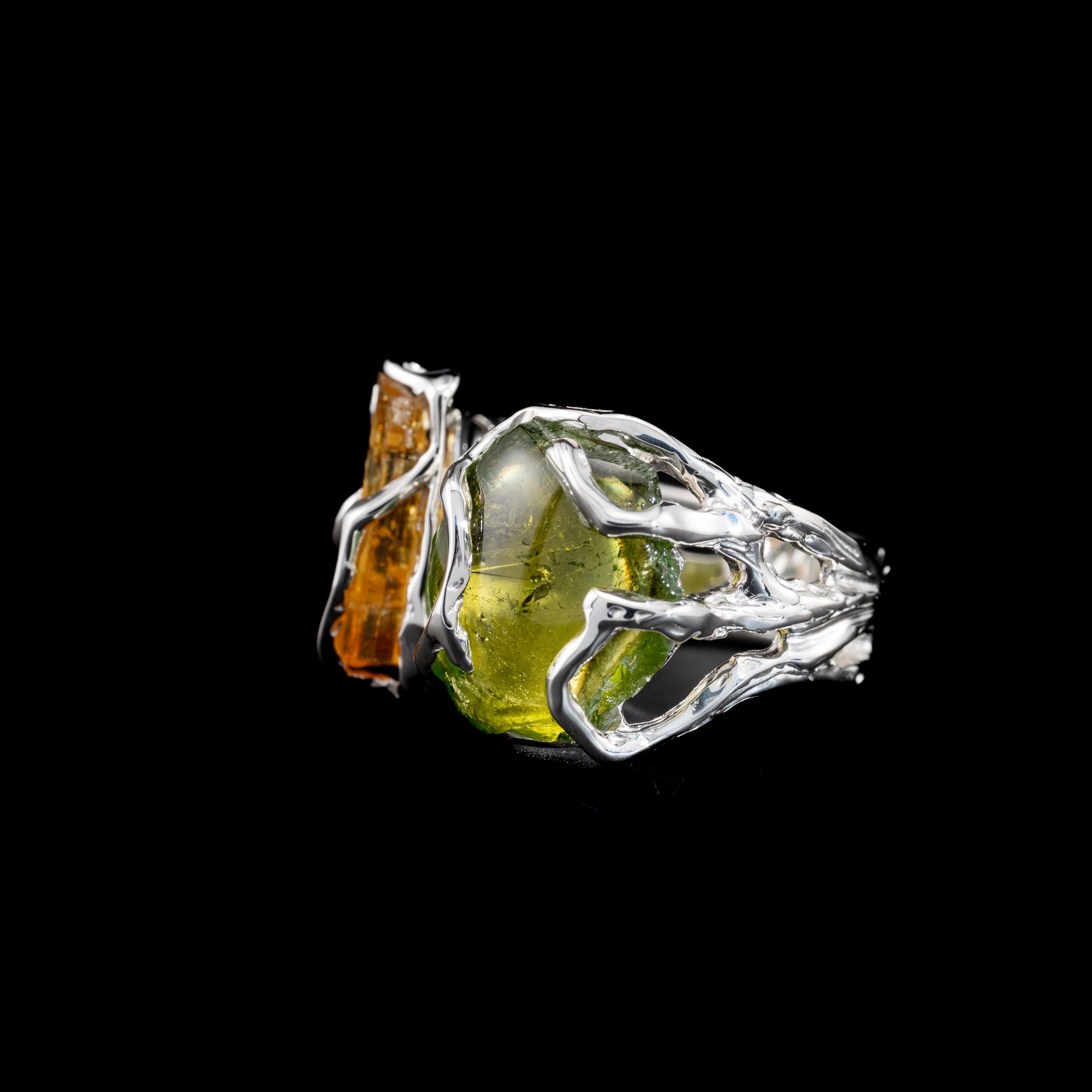 Каблучка з геліодором та турмаліном - зображення 2