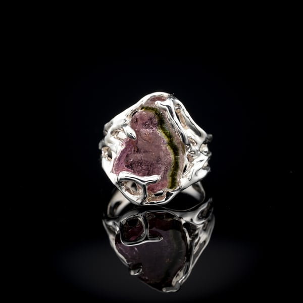 Каблучка з кавуновим турмаліном