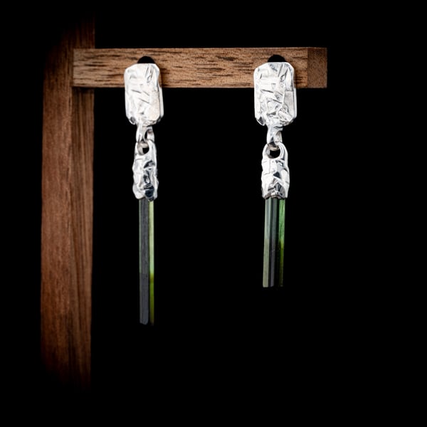 Сережки з турмалінами верделітами