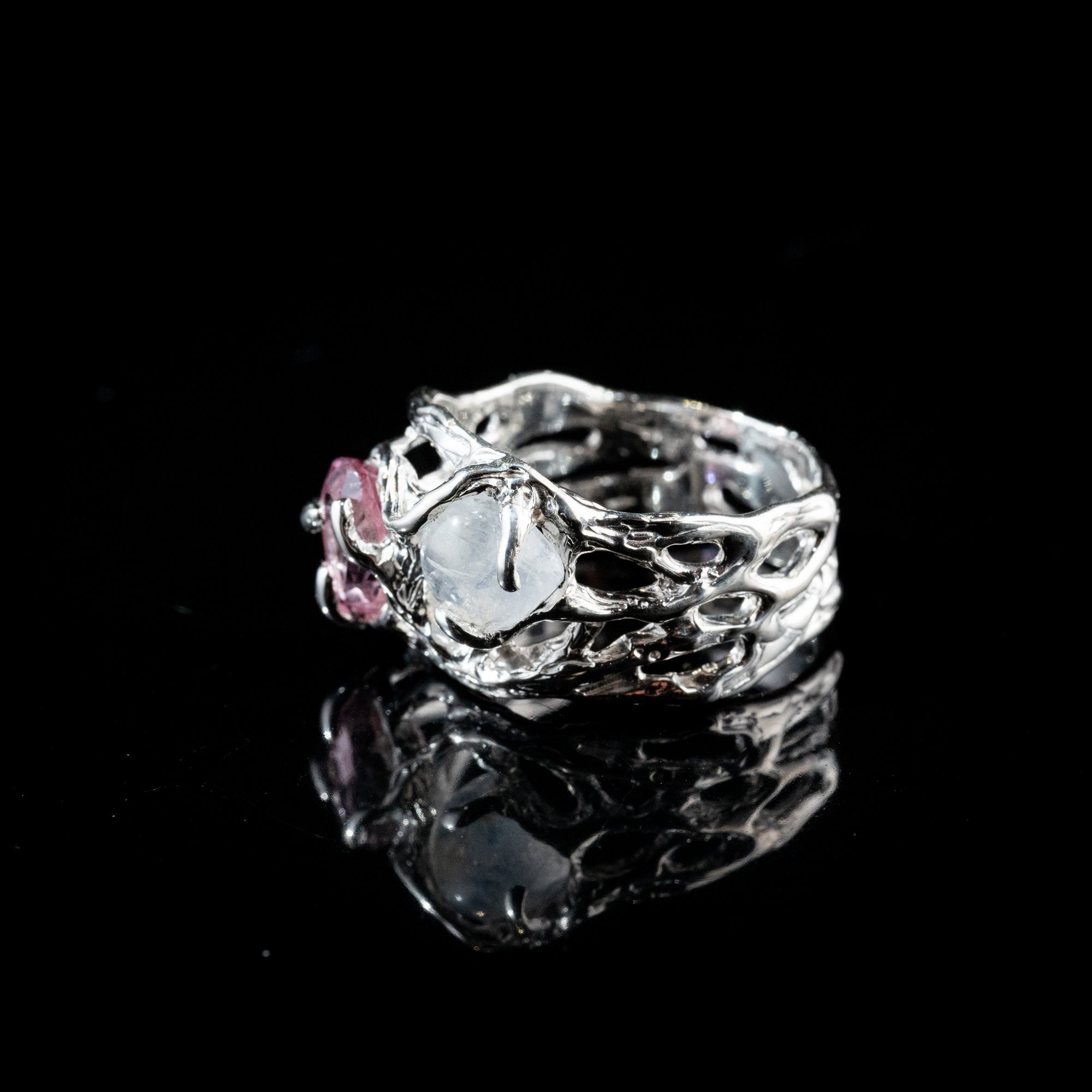 Каблучка з турмаліном та місячним камінням - зображення 2