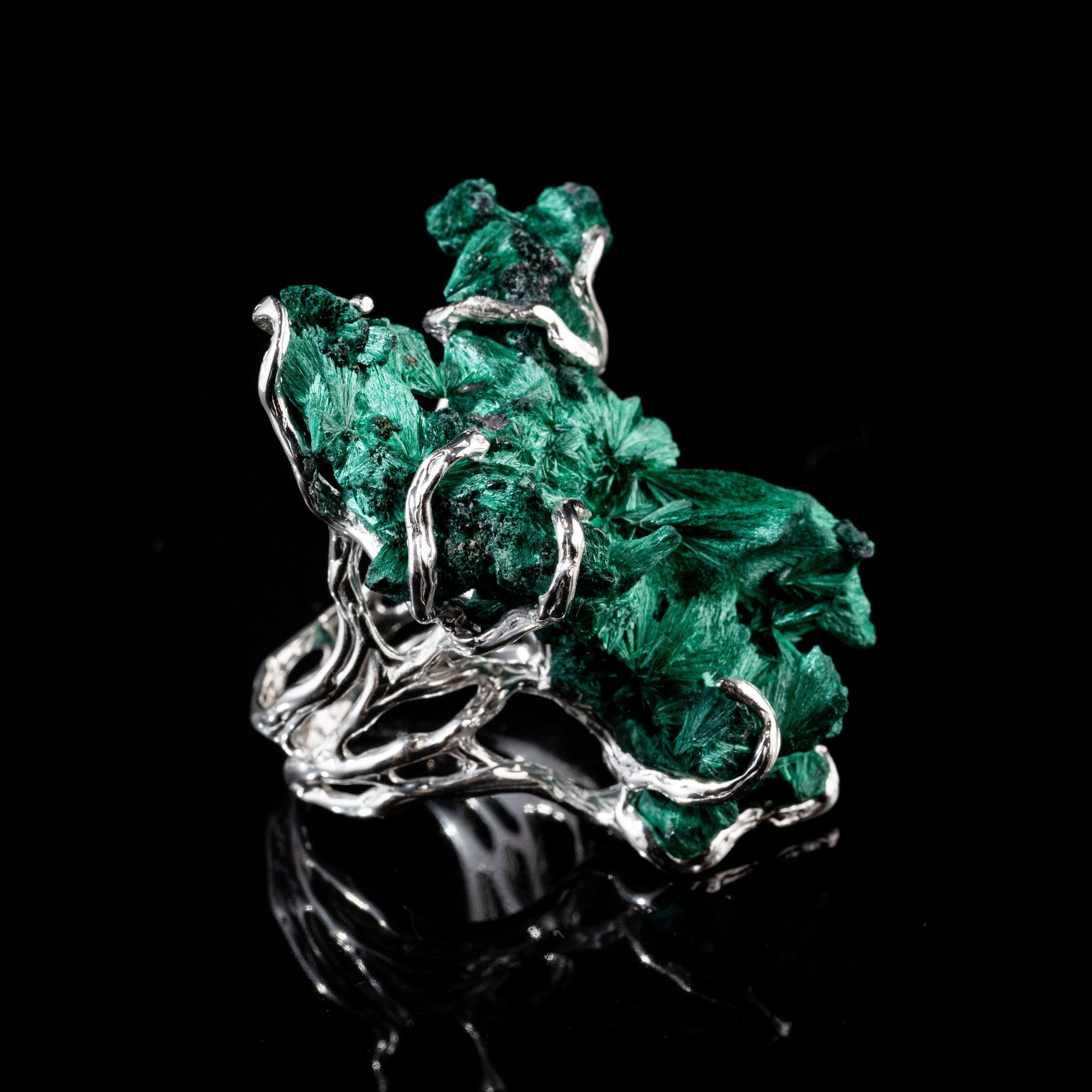 Каблучка з плісовим малахітом - зображення 3