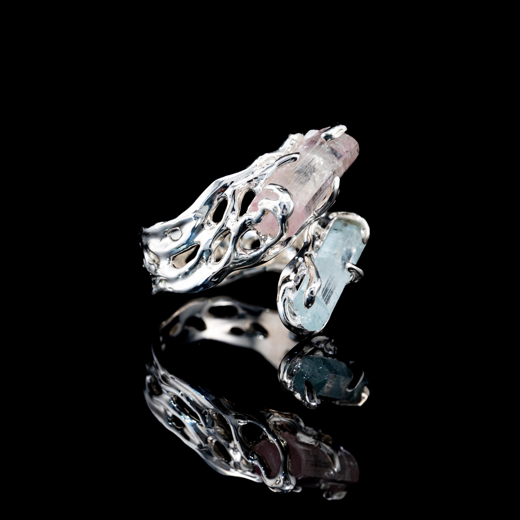 Каблучка з аквамарином та рубелітом - зображення 2