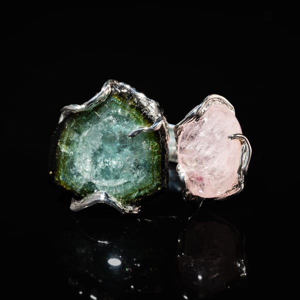 Каблучка з турмаліном та морганітом