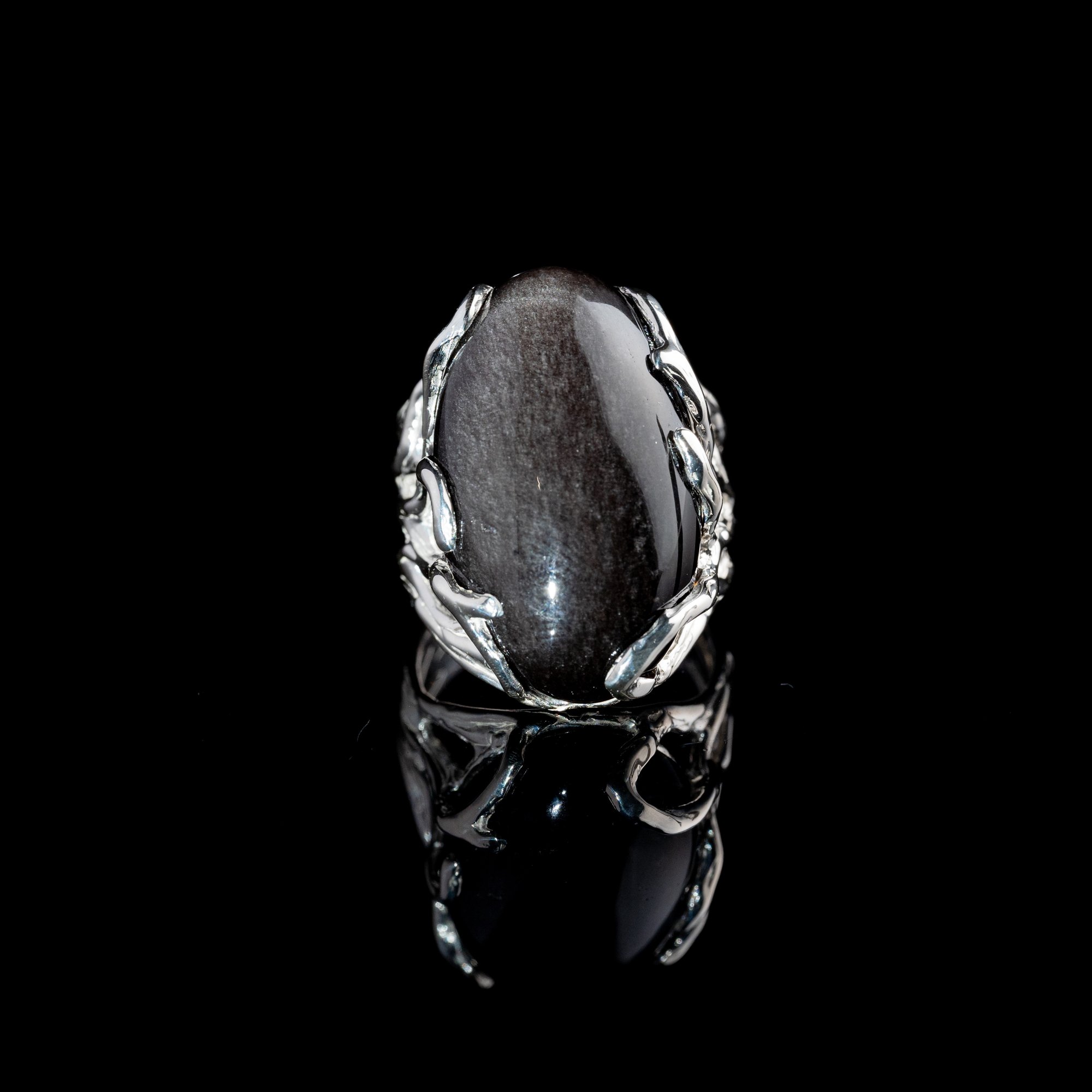 Каблучка з обсидіаном