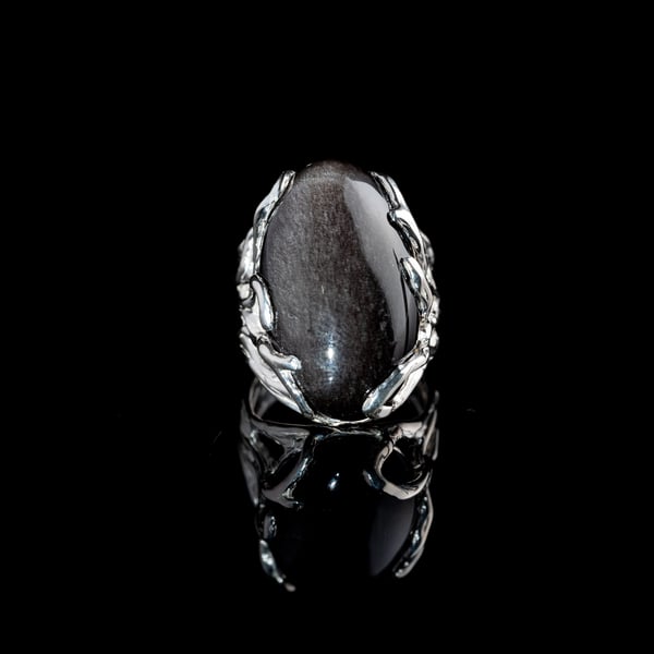 Каблучка з обсидіаном