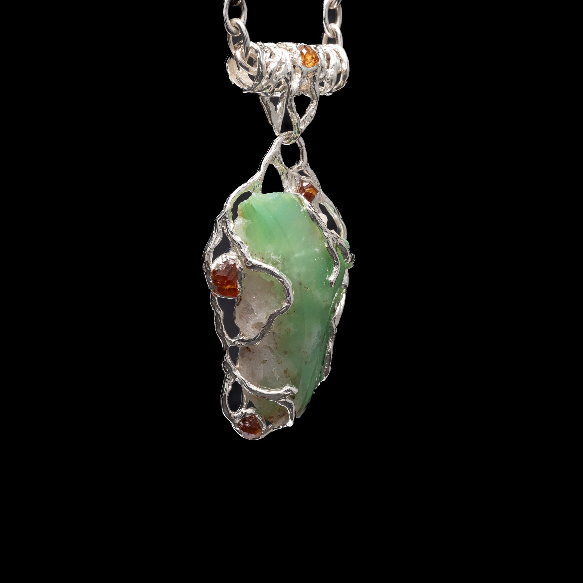 Кулон з хризопразом та спесартинами - зображення 3