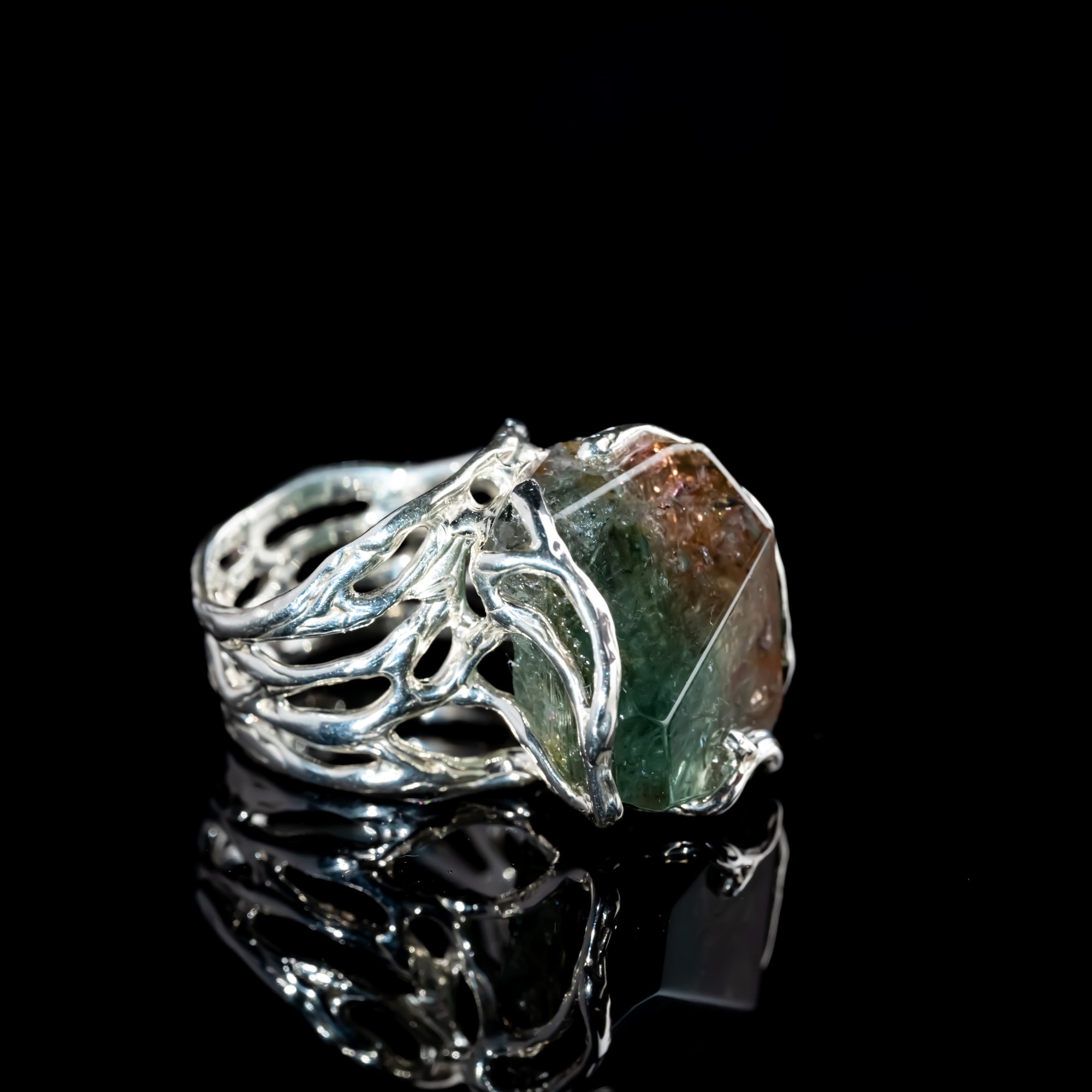 Каблучка з поліхромним турмаліном - зображення 3