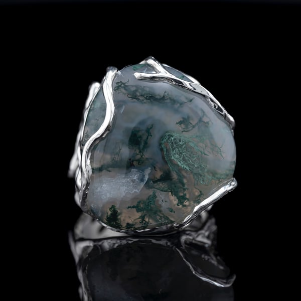 Каблучка з моховим агатом