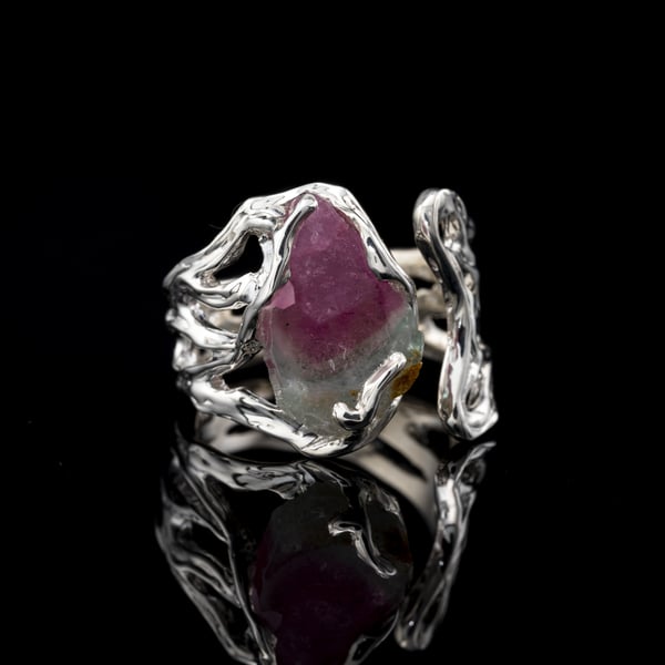 Каблучка з кавуновим турмаліном