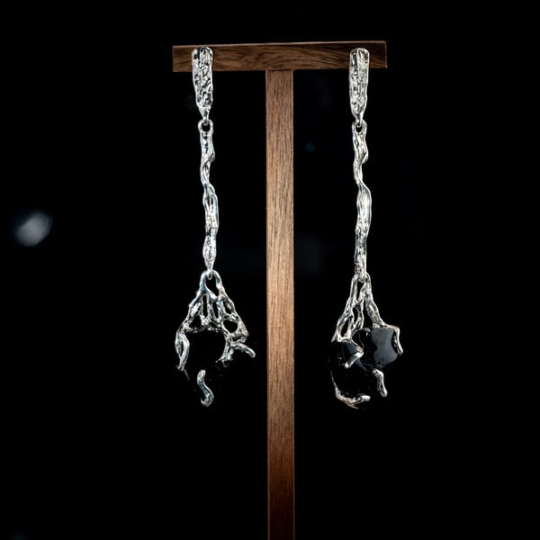 Earrings with Schorl